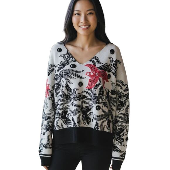 Kenzo Knit Cropped Phoenix Sweater Cream Women's - Picture 1 of 5